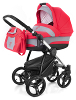 Коляска ESSPERO NEWBORN LUX RED GREY 2 В 1 на шасси CHROME